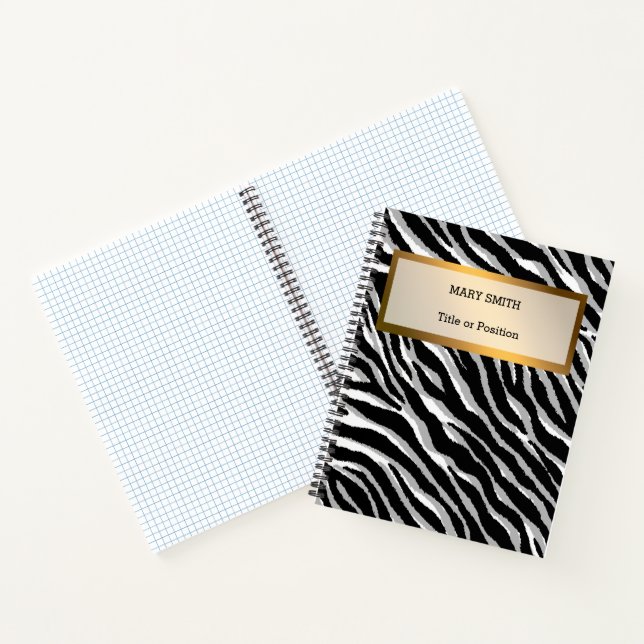 Carnet Tigre En Argent Moderne De Luxe Ajouter Votre Text (Intérieur)