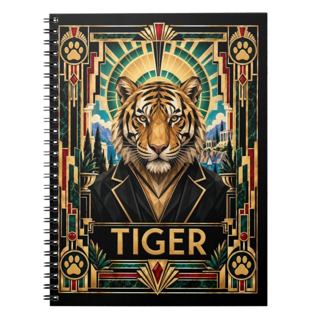 Carnet Tigre, faune Art Déco (Devant)