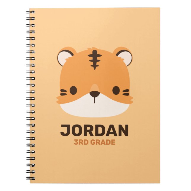 Carnet Tigre mignon avec nom personnalisé (Devant)