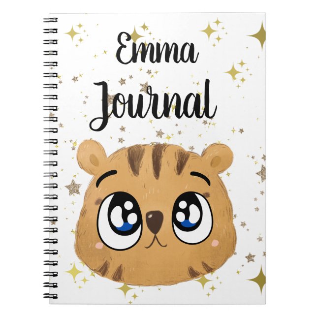 Carnet Tigre mignon rose (Devant)