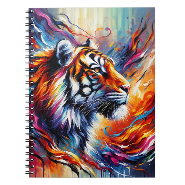 Carnet Tigre porté par les flammes – Expression de force (Devant)