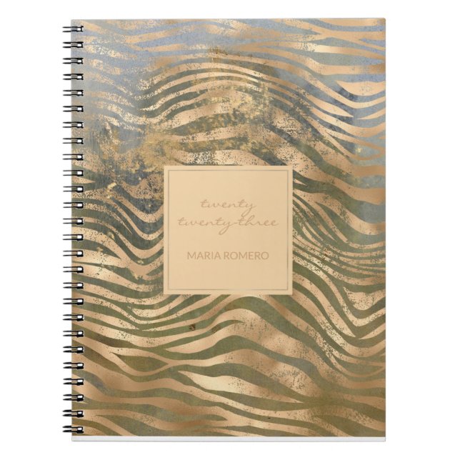 Carnet Tigre sauvage Imprimer Jungle Safari Or moderne (Devant)