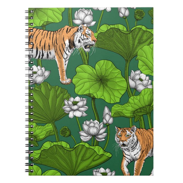 Carnet Tigres dans l'étang blanc de lotus (Devant)