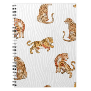 Carnet Tigres sauvages : Motif d'animaux d'aquarelle.