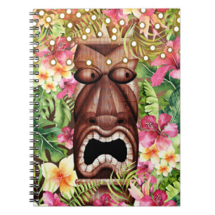 Carnet Tiki Hawaïen en Bois Fête d'été Floral Île