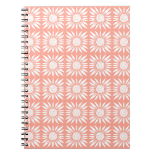 Carnet Tile de tournesol Motif blanc rose