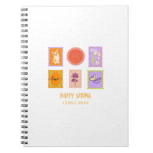 Carnet Timbre de Corgi de printemps heureux