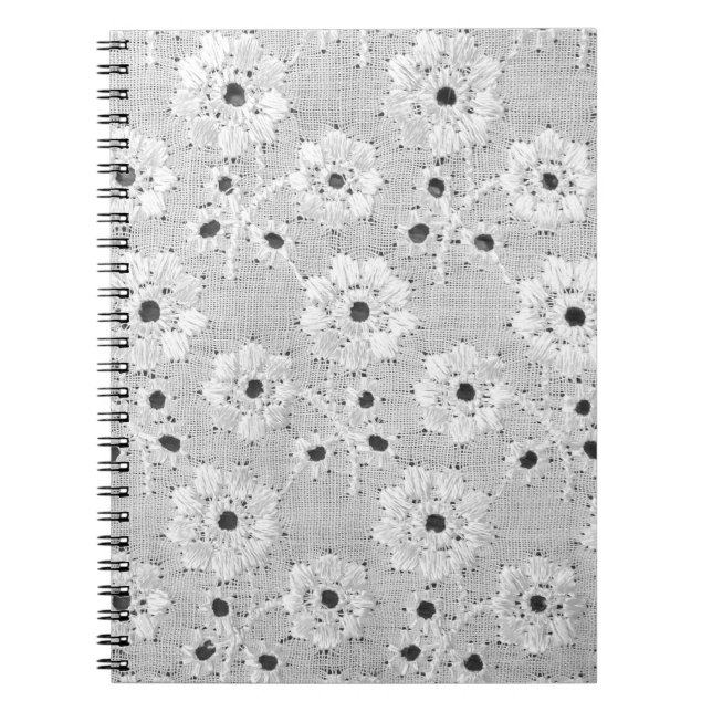 Carnet Tissu blanc texture dentelle fine avec élégance do (Devant)