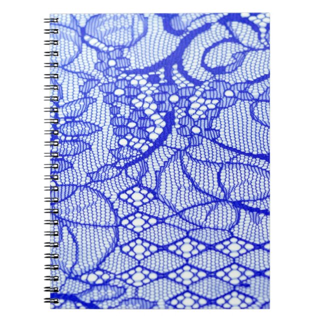 Carnet Tissu dentelé en bleu. Patch dentelle Royal Blue C (Devant)