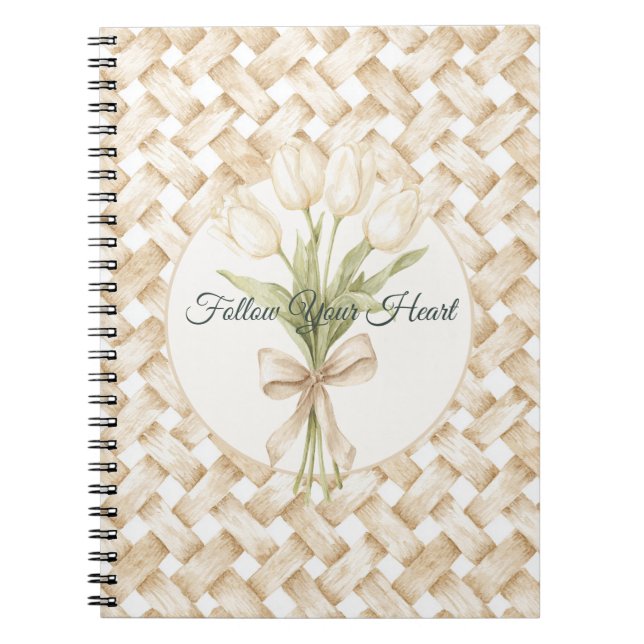 Carnet Tissu Panier Tressé Faux Blanc Crème   (Devant)
