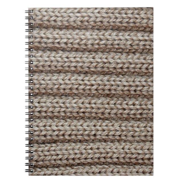 Carnet Tissu tricoté clair, texture brune. (Devant)