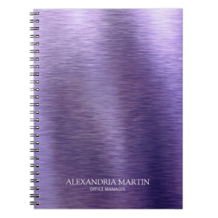 Carnet Titre de poste nom métallisé violet minimaliste mo