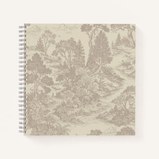 Carnet Toile de bois Forêt Animaux Botanique Vintage
