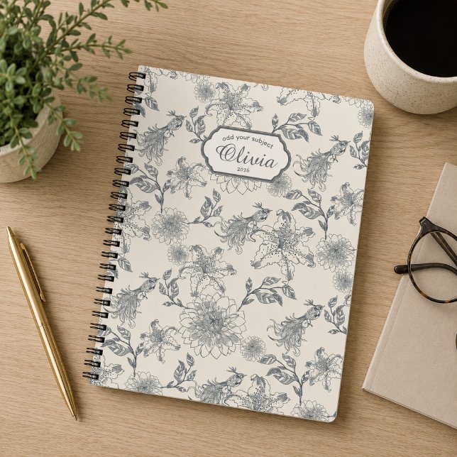 Carnet Toile de Jouy botanique oiseaux campagne rustique  (Créateur téléchargé)