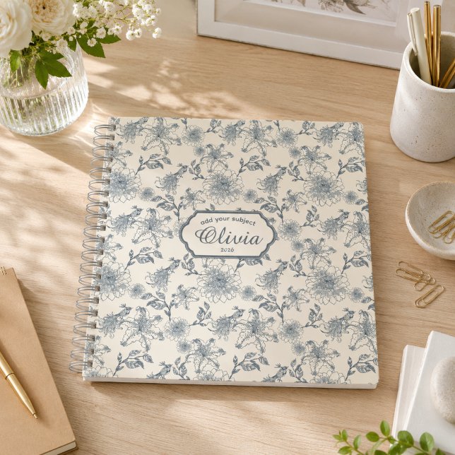 Carnet Toile de Jouy botanique oiseaux campagne rustique  (Créateur téléchargé)