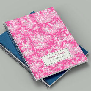 Carnet Toile De Jouy Rose Chaud Vintage de Style Country