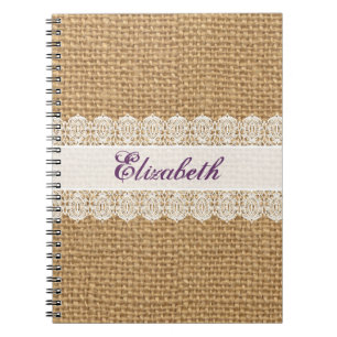 Carnet Toile de jute avec la dentelle sensible -