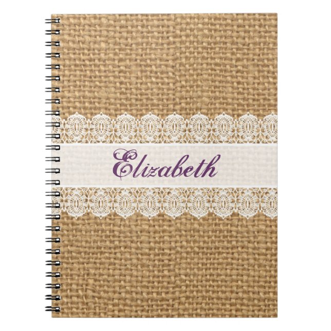 Carnet Toile de jute avec la dentelle sensible - (Devant)
