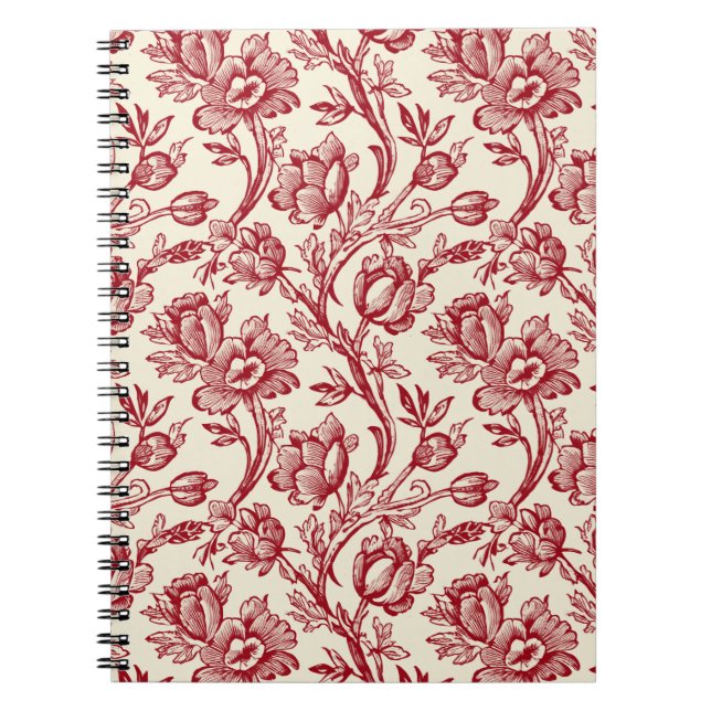 Carnet Toile de tulipes rouge et crème - Décor champêtre  (Devant)