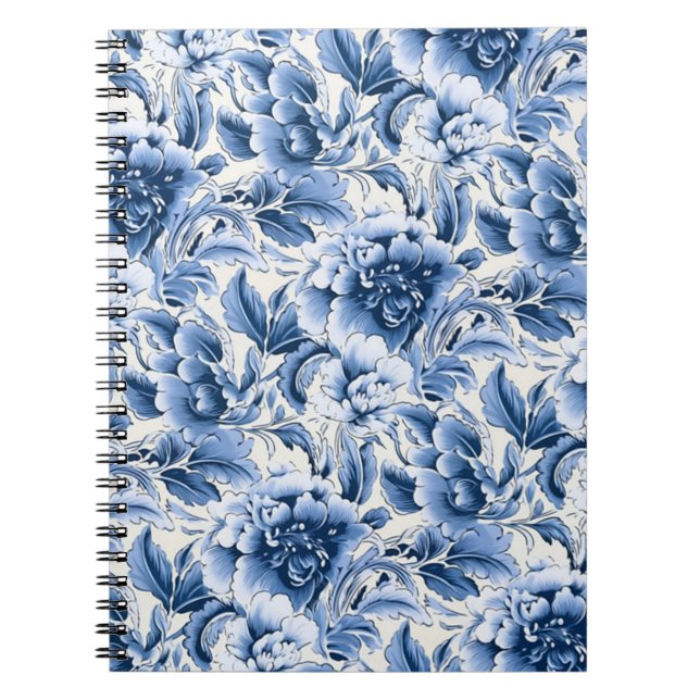 Carnet Toile française & toile de Jouy. Bleu. (Devant)