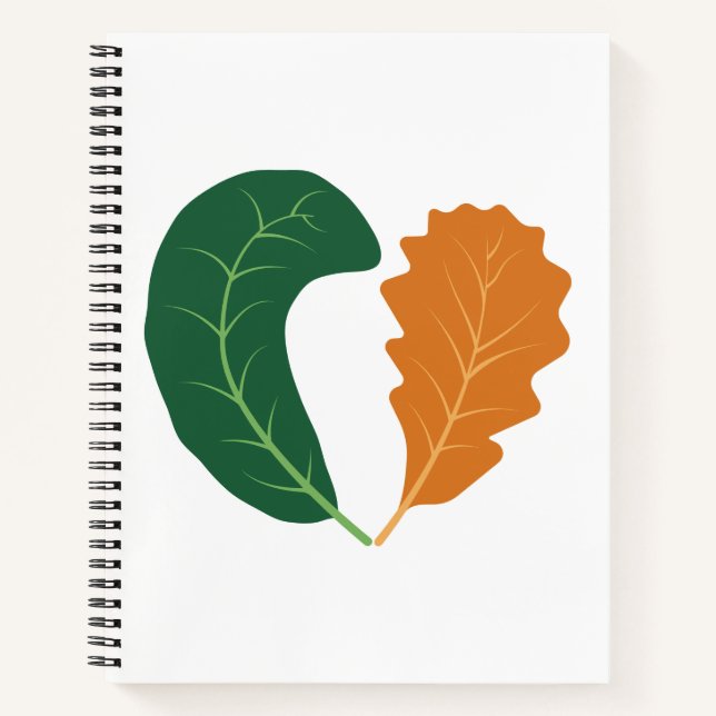Carnet Toile Moderne Terreuse à Cœur de Feuilles (Devant)