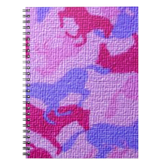 Carnet Toile rose de chevaux (Devant)