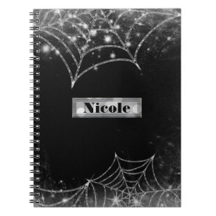 Carnet Toiles d'araignées scintillantes Halloween Gothiqu