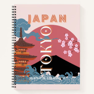 Carnet Tokyo Japan Travel Art, Retro Travel Art
