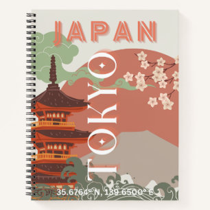 Carnet Tokyo Japan Travel Art, Retro Travel Art