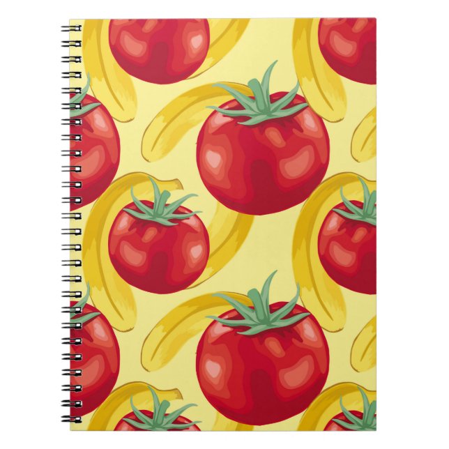 Carnet Tomate rouge et fruits sans soudure motif design (Devant)