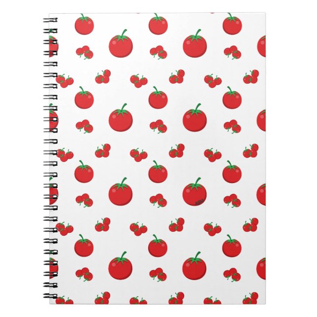 Carnet Tomates Rouges sur Fond Blanc (Devant)