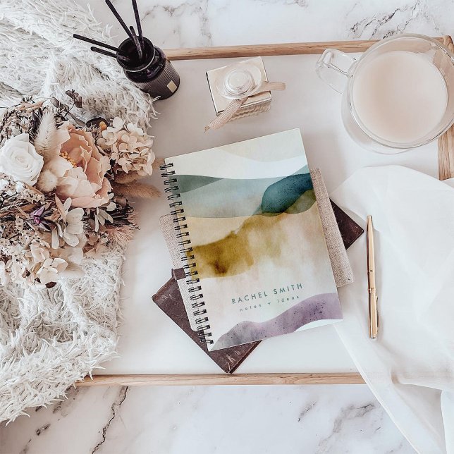 Carnet Tonalité Terre Beige Aquarelle Abstraite Personnal (Créateur téléchargé)