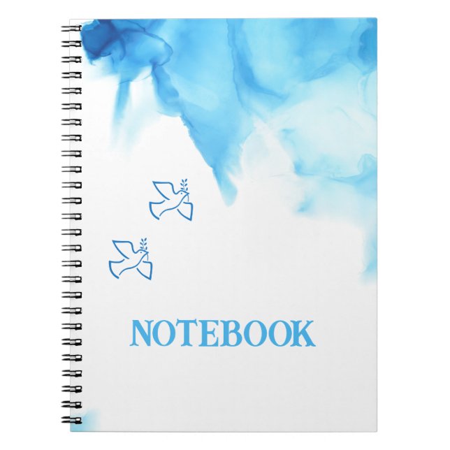Carnet Tons Bleus Abstrait Aquarelle Paix Spirale Photo (Devant)