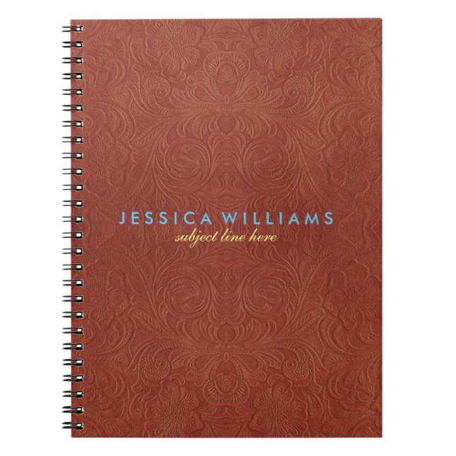 Carnet Tons Brown motifs floraux Suede cuir look (Devant)