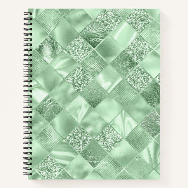 CARNET TONS DE DIAMONDE VERT SHIMMER PLAID (Devant)