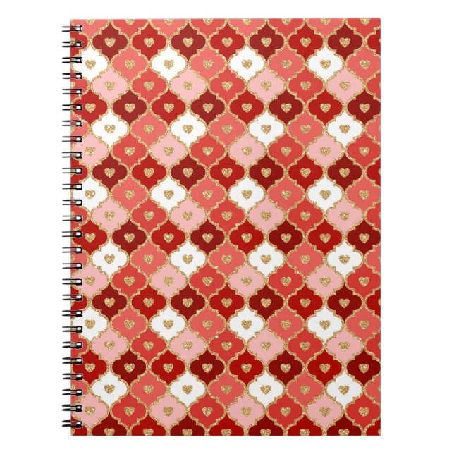 CARNET TONS DE ROUGE ROUGE OR ORNATE VALENTINE MOTIF (Devant)
