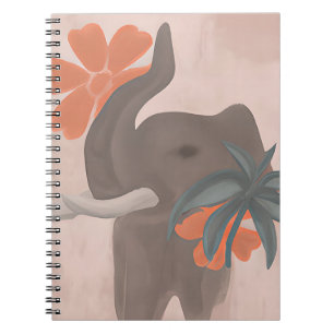Carnet Tons de terre Éléphant art minimaliste