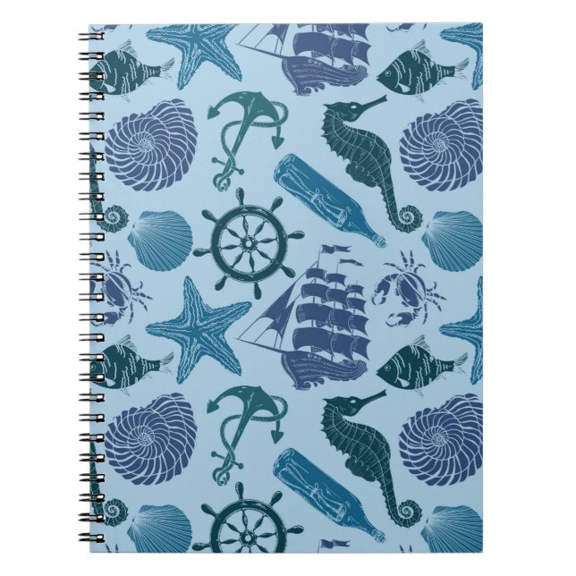 Carnet Tons Nautiques Du Motif Bleu (Devant)