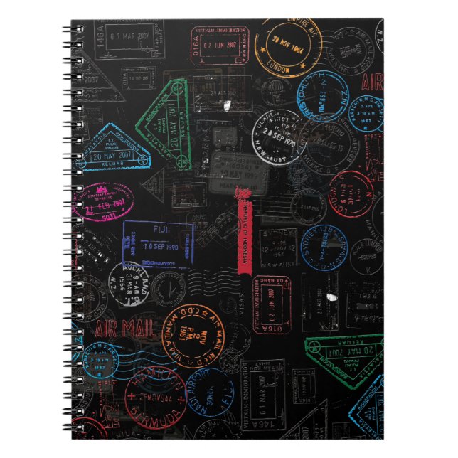 Carnet Tons Noirs Voyageant Timbres Pasports. (Devant)