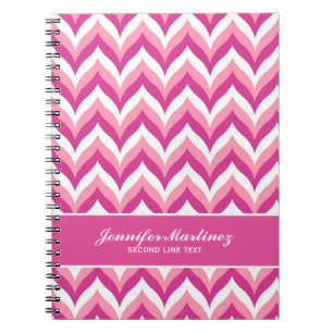 Carnet Tons Rose Et Blanc Zigzag Chevron Motif
