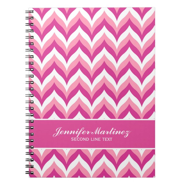 Carnet Tons Rose Et Blanc Zigzag Chevron Motif (Devant)