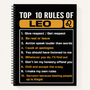 Carnet Top 10 Règles De Leo, Leo Facts Traits