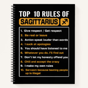 Carnet Top 10 Règles De Sagittarius, Sagittarius Traits R