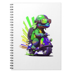 Carnet Tortue Colorée Drôle Sur Un Scooter Copie