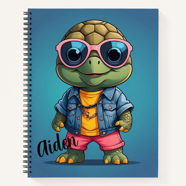 Carnet Tortue cool personnalisée (Devant)