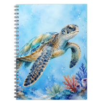 Tortue de mer à l'aquarelle sous l'eau