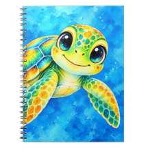 Tortue de mer aquarelle colorée