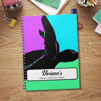 Carnet Tortue de mer Coloré Aqua Rose Turquoise Sur mesur