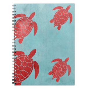 Carnet Tortue de mer de vert rouge et bleu