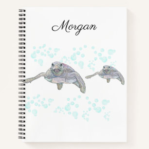 Carnet Tortue de mer Dessin original coloré Personnalisé